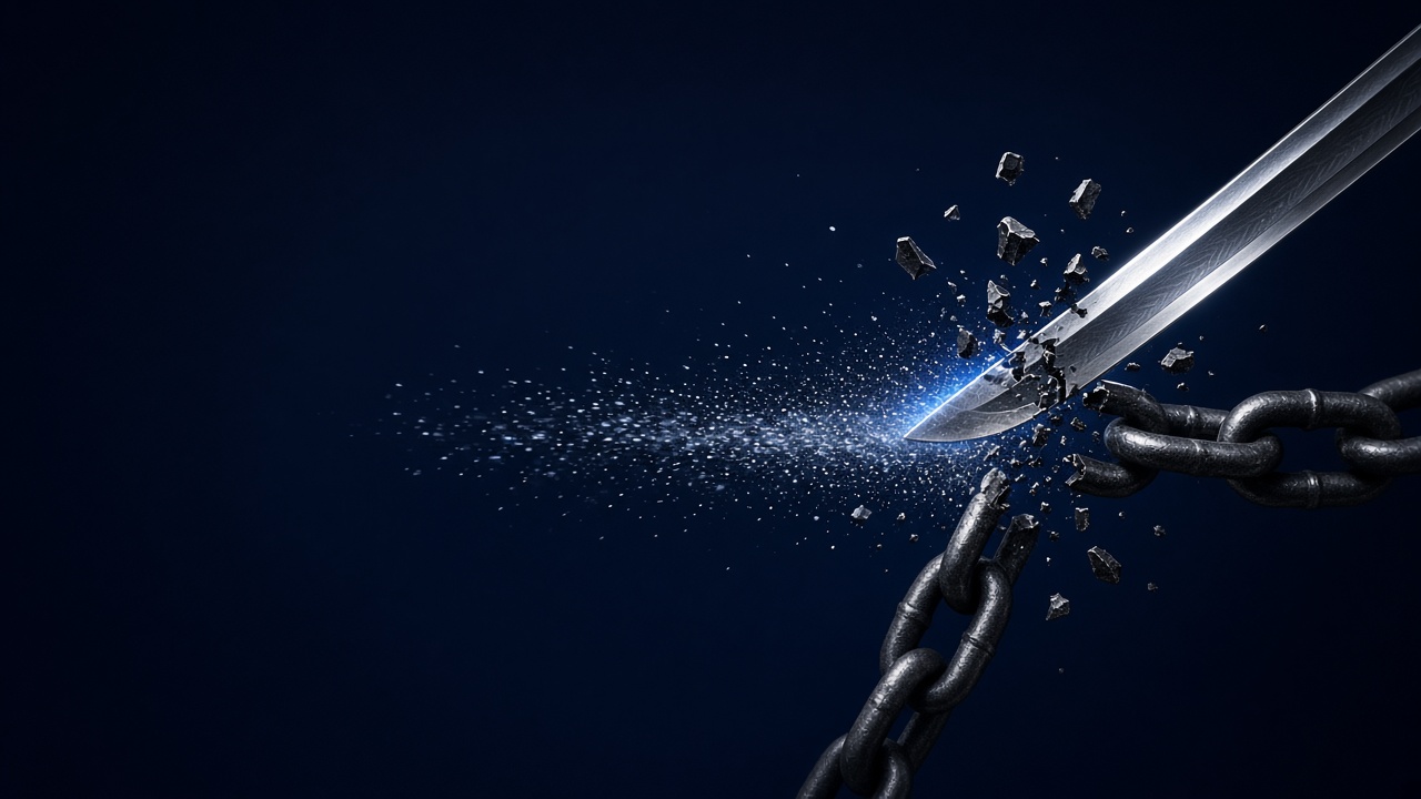 A katana cutting through a steel chain